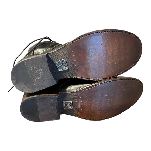 Frye Erin Black Cap Toe Lace up Ankle Boots Combat Granny NEW Sz 7.5 - Picture 7 of 15